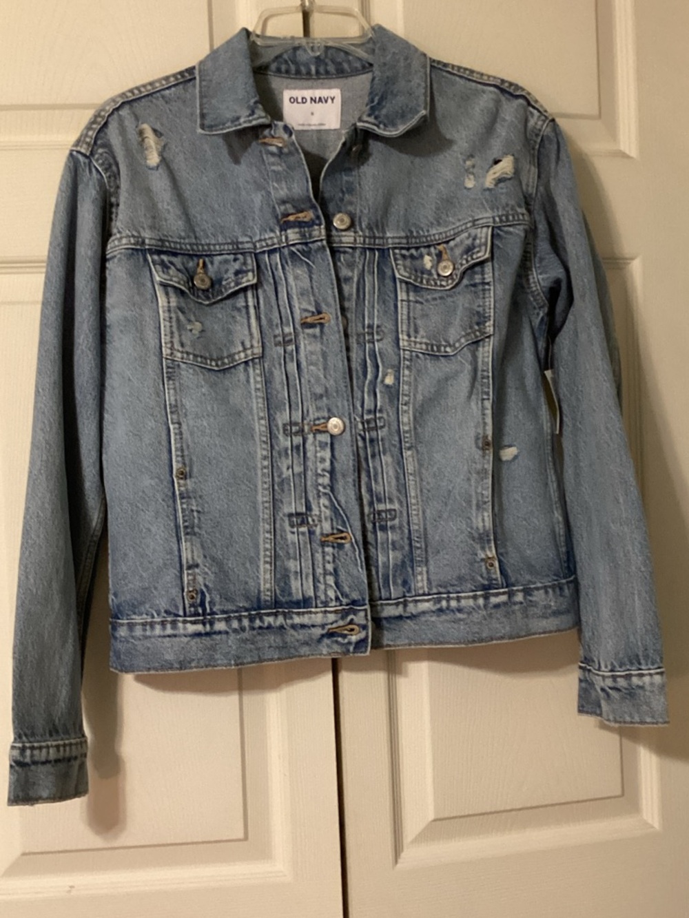 Old Navy Light Wash Distressed Denim Jacket - Blue